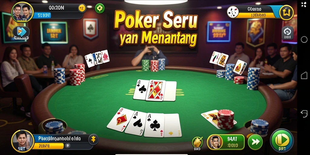 Tampilan gameplay Poker yang seru dan menegangkan di 5RT.