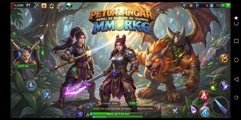 Screenshot AJO89 menunjukkan aksi pertarungan mendebarkan dalam dunia MMORPG.