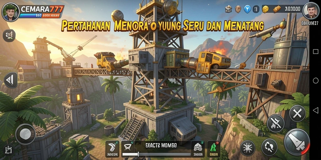 Tampilan gameplay CEMARA777 yang menegangkan dalam Tower Defense.