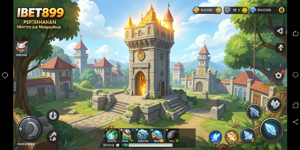 Screenshot utama gameplay Tower Defense di IBET899.