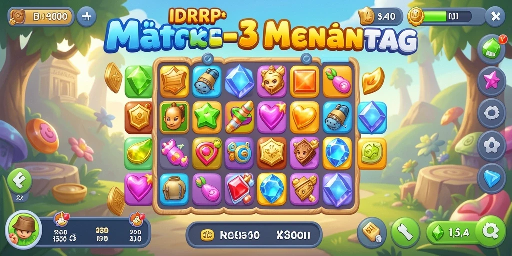 Screenshot gameplay IDRRP yang menunjukkan kombinasi permata yang menawan.