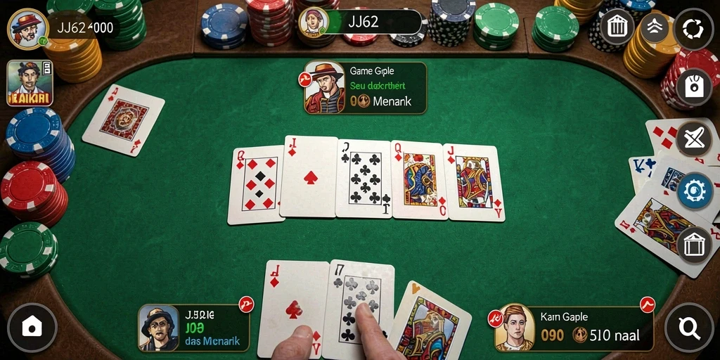 Tampilan gameplay JJ62 yang menarik dengan nuansa Gaple.