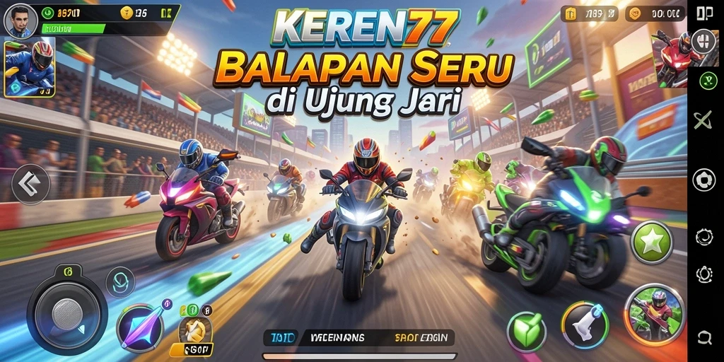Tampilan gameplay KEREN77 yang menegangkan di lintasan balap.
