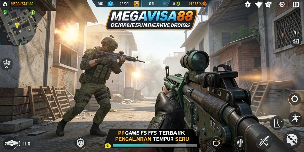 Screenshot menampilkan aksi seru dalam gameplay FPS MEGAVISA88.