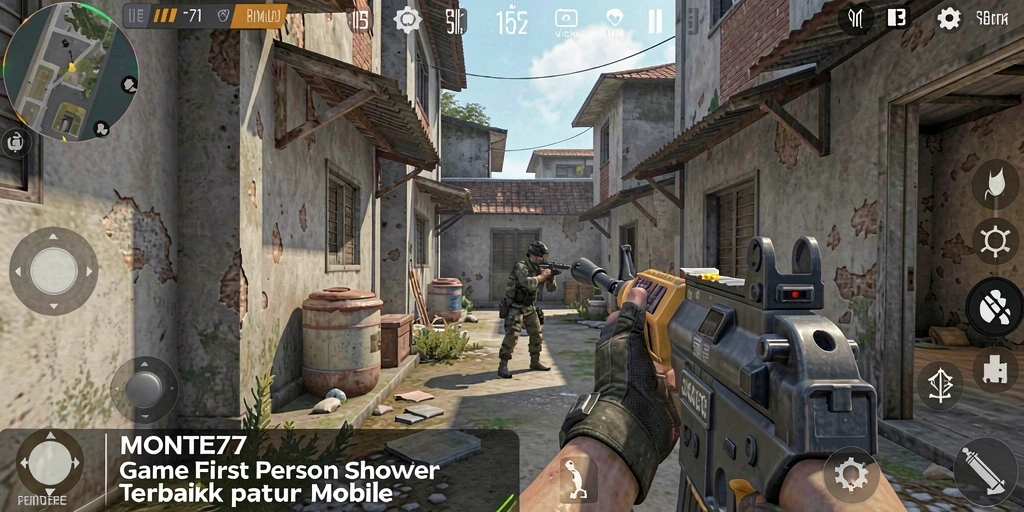 Screenshot gameplay MONTE77 dengan aksi tembak-menembak seru.