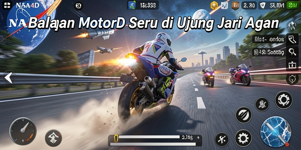 Gameplay balapan motor yang mendebarkan dan menarik.