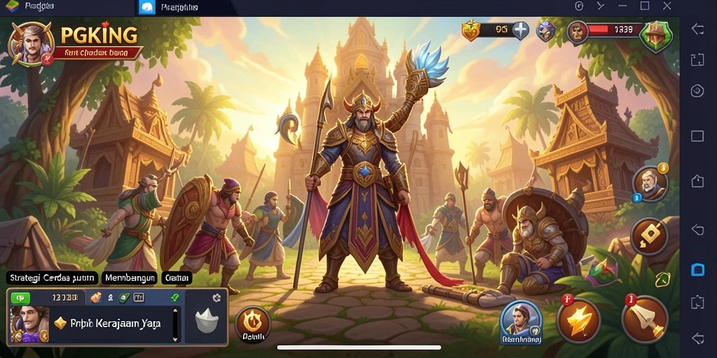 Screenshot utama PGKING menampilkan gameplay penuh aksi dalam membangun kerajaan.